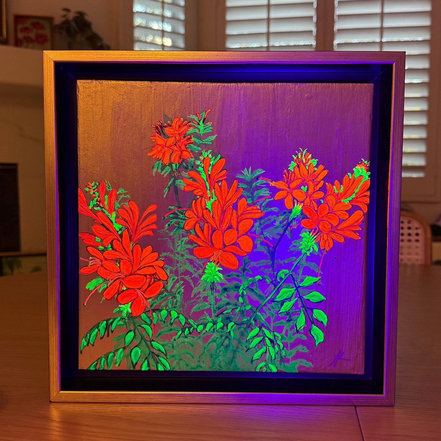 Shown under black light