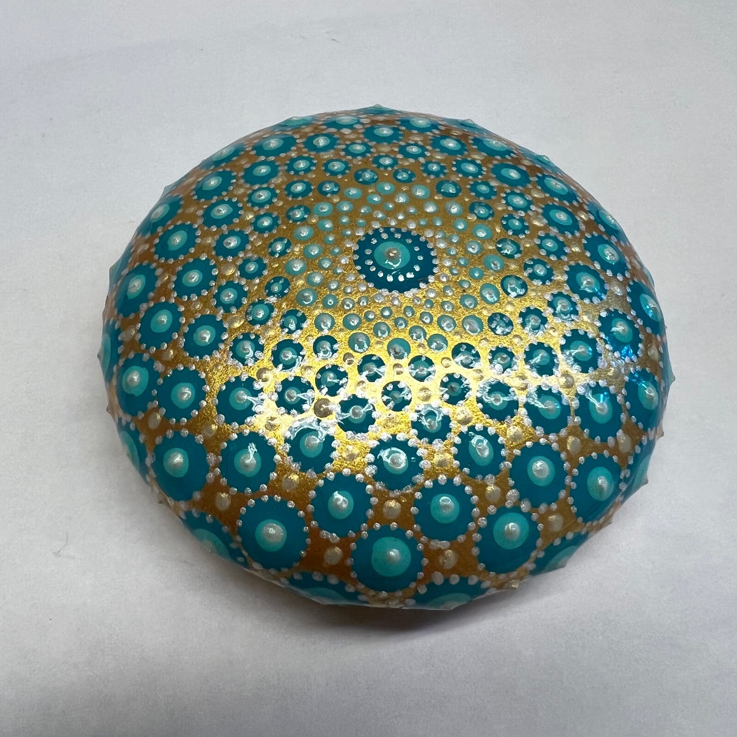 Blues in Gold Mandala Stome