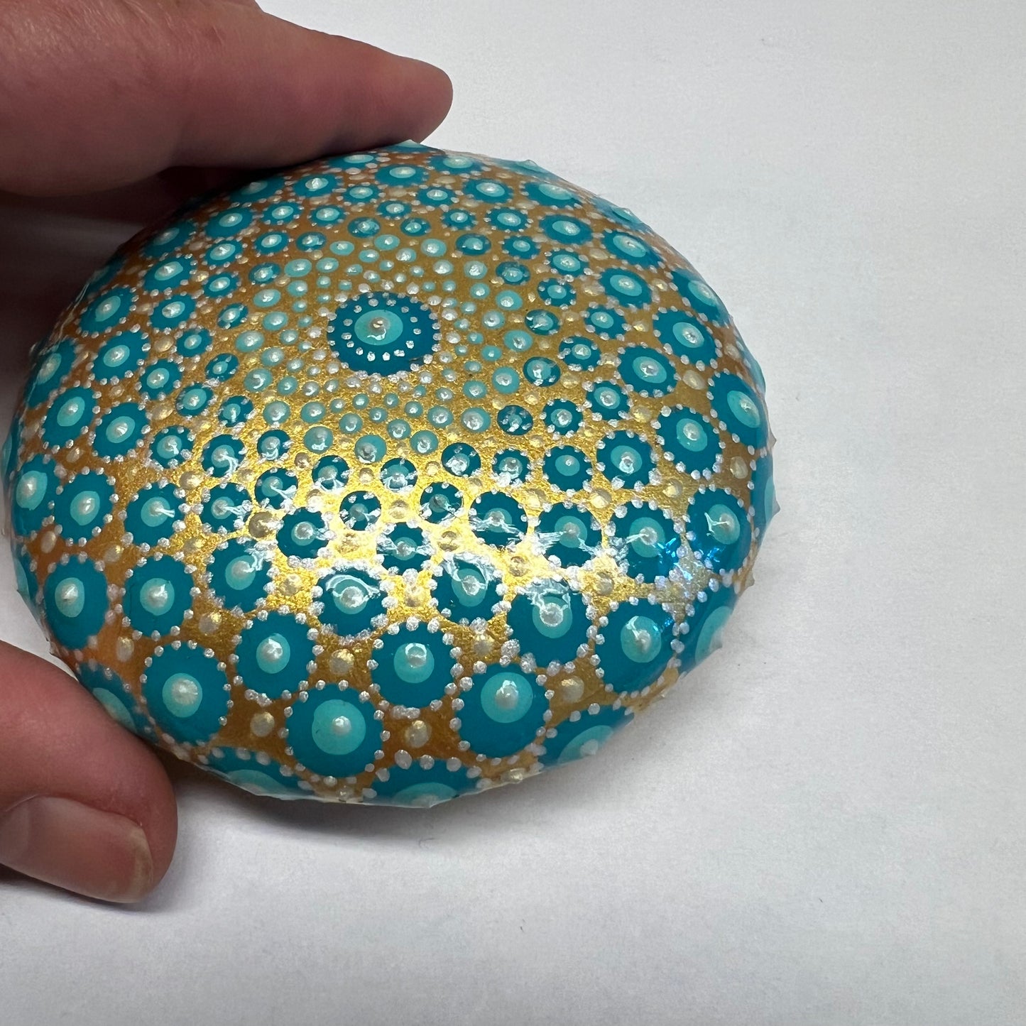 Blues in Gold Mandala Stome