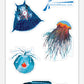 Original Art Stickers - butterflies & jelly fish