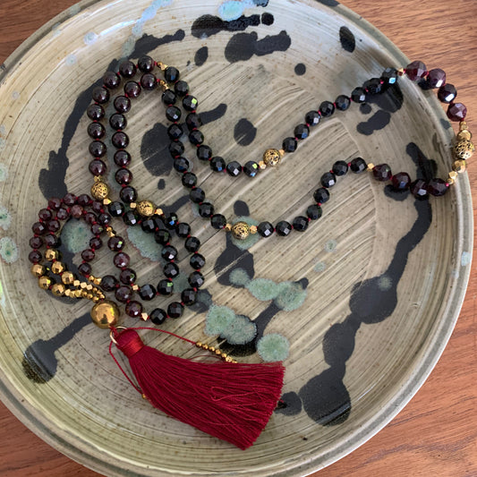 Grounded in Grace Mala Beaded Black Beauty Necklace - kalindipaints
