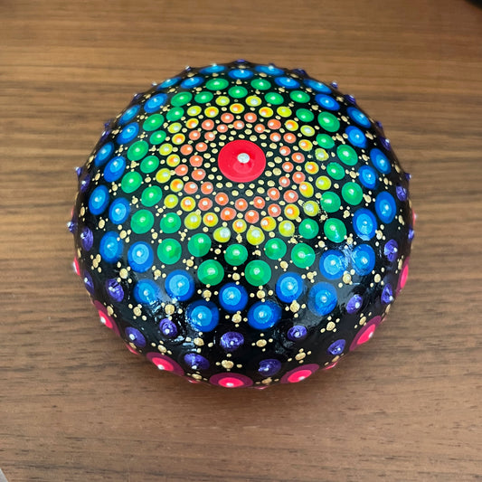 Rainbow Mandala Pebble/Paperweight - kalindipaints